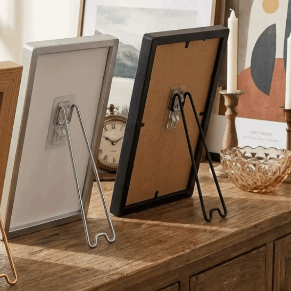 Stainless Steel Picture Frame Bracket Self-Adhesive Strong Load-bearing Picture Display Holder Adjustable Storage Bracket