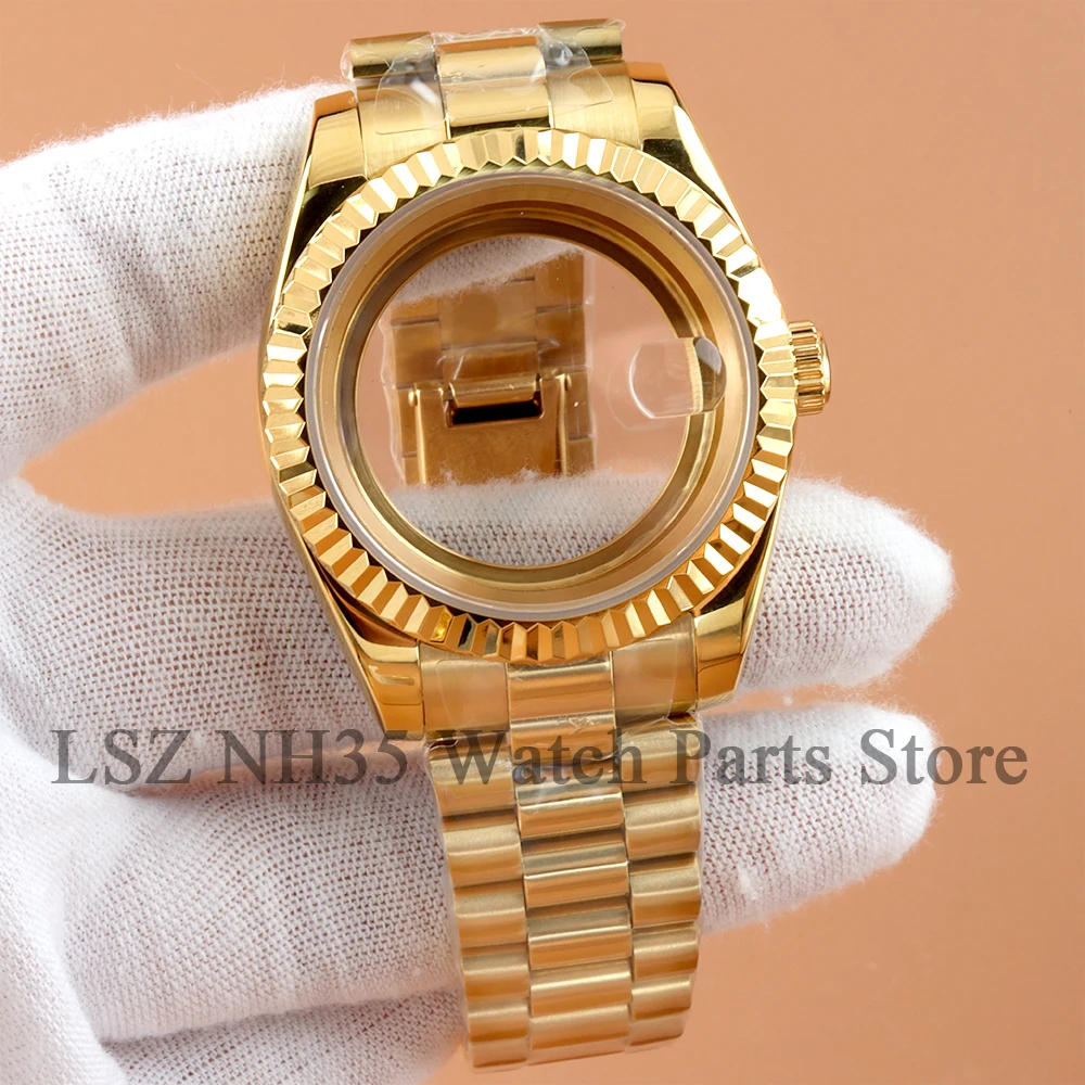 

36 мм 39 мм NH35 рифленый корпус часов сапфировое стекло для Datejust NH35 NH36 автоматический механизм 28,5 мм циферблат Президентский ремешок браслет