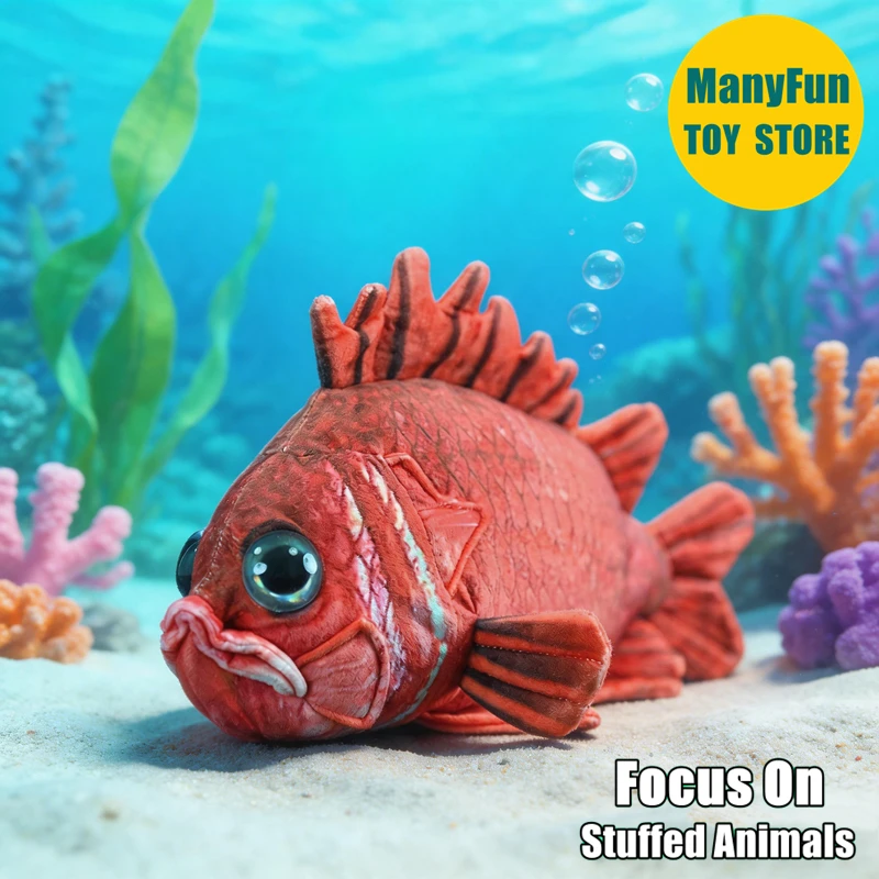 Alfonsino Plush Toy Realistic Red Snapper Plushie Lifelike Roughy Stuffed Animal Fish Simulation Doll Toy Gift