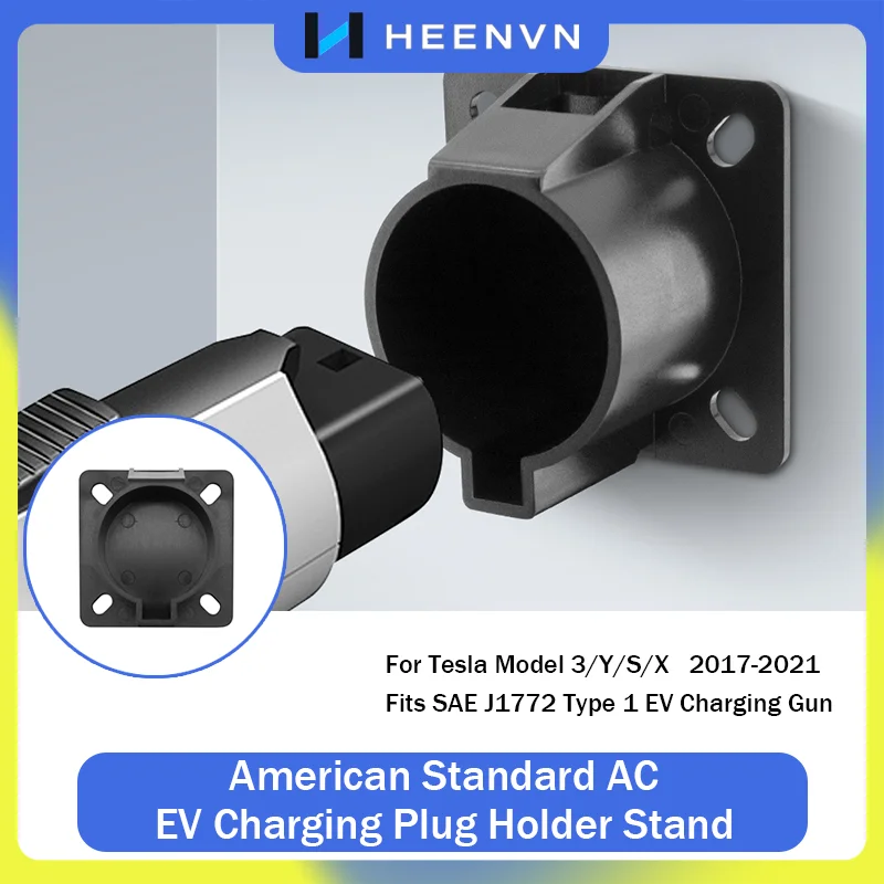 Heenvn EV Charging Plug Holder For Tesla Model 3 Y S X 2017-2021 SAE J1772 Type 1 US Standard AC Charging Bracket Accessories