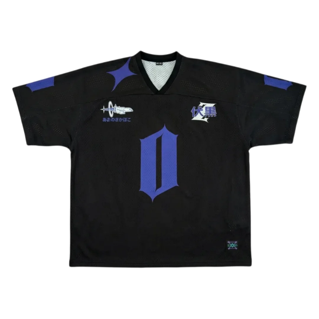 America Retro Heavenly Pact Football Jersey Toji Anime Print V-Neck Short Sleeve Oversized T-Shirt Streetwear Family Matching