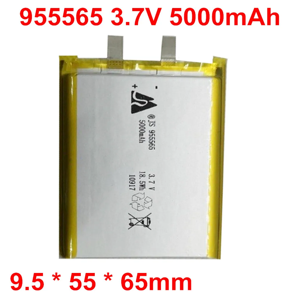 3.7V 5000mAh 955565 Lipo Battery Lithium Polymer Rechargeable Batteries for Mobile Power Bank GPS Locator Camera Tablet PC DVD