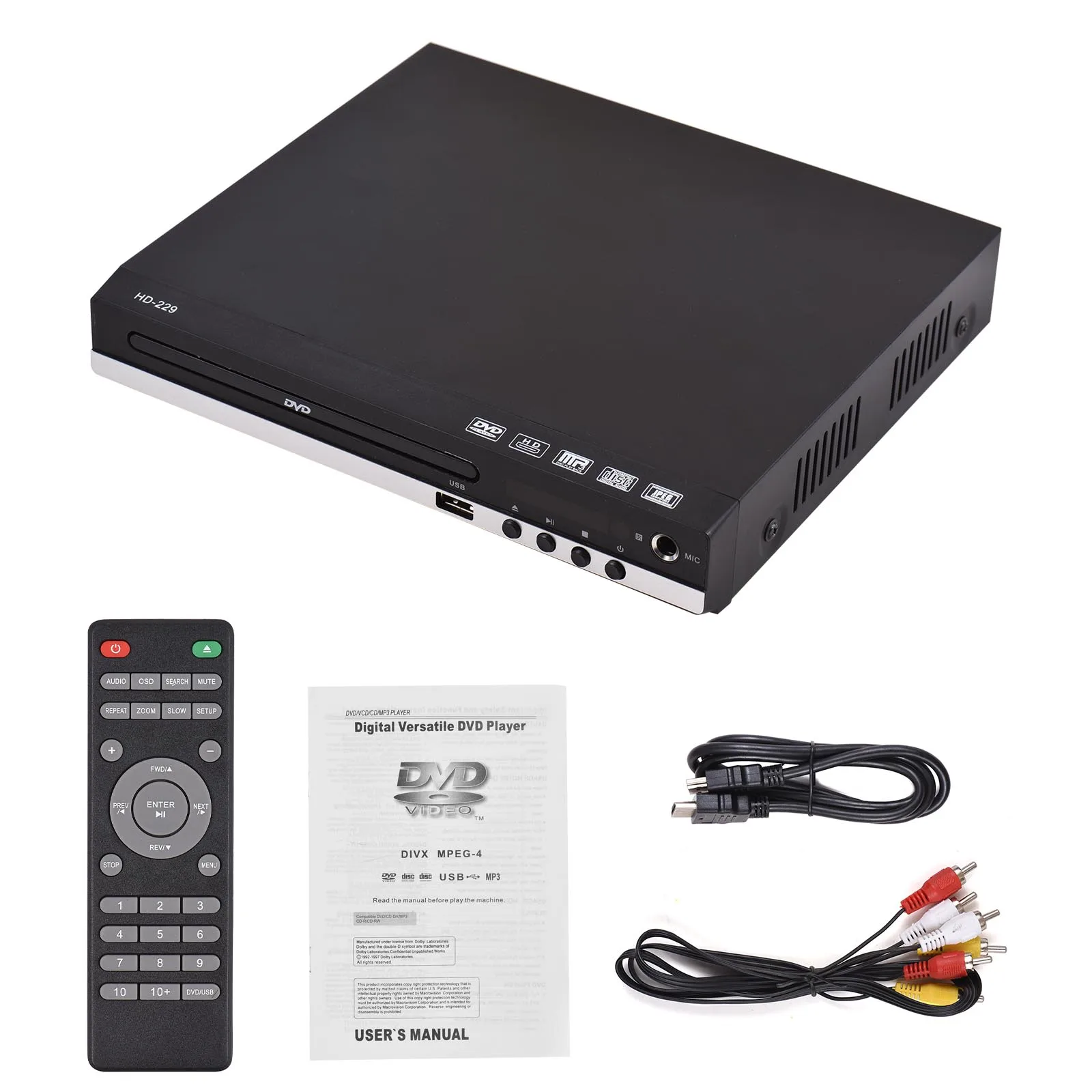 Professional Home DVD Player DVD CD Disc Media Player Digital Multimedia Player U Disk Playback HD AV Output with Remote Control