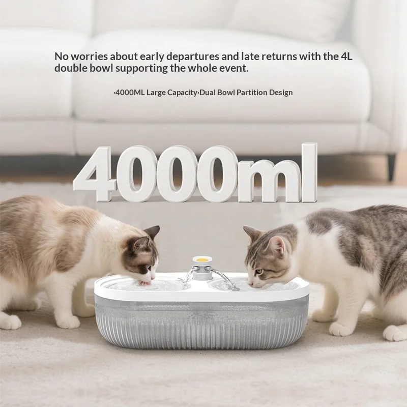 

Top New Smart 2-in-1 Extra Large Pet Water Fountain, Dual Stainless Bowls, Auto Filtered Drinking Dispenser for Cats Dogs