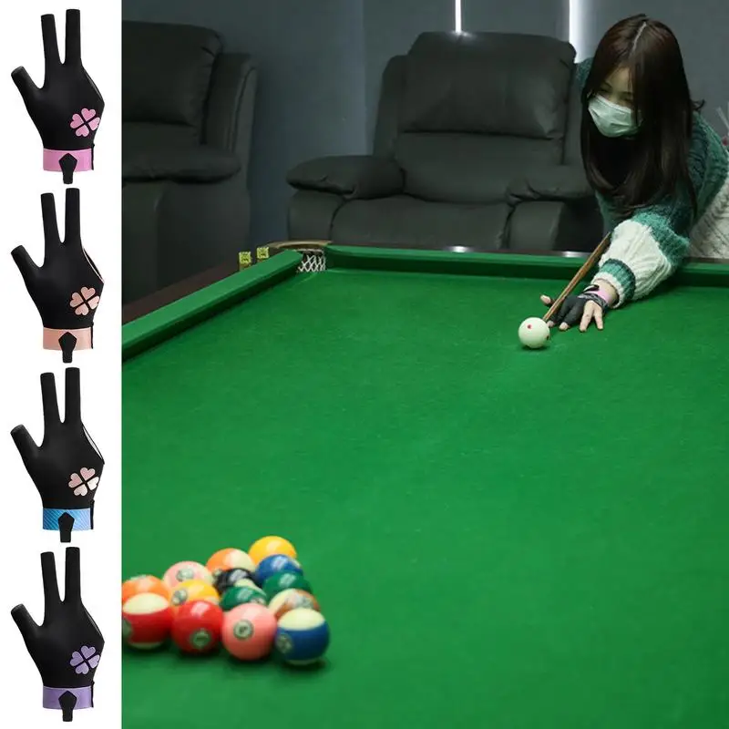 Billiards Gloves For Women Three-Finger Billiard Gloves Pool Gloves Anti-Slip Pool Billiard Accessories Breathable Elastic