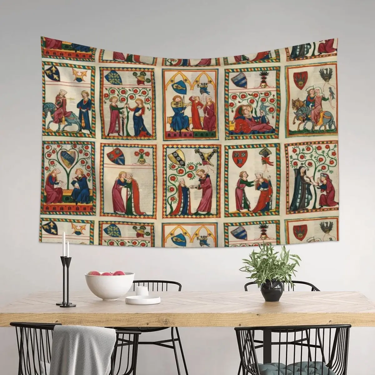 

Codex Manesse Tapestry Wall Coverings Home Decor Aesthetic Room Decoration Aesthetic Living Room Decoration Tapestry