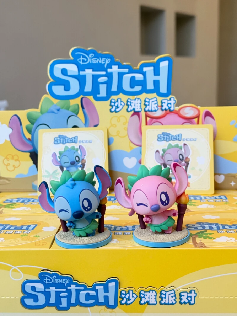 الكرتون ديزني غرزة حفلة الشاطئ سلسلة صندوق أعمى لطيف غرزة الملاك دمية صغيرة سيارة زخرفة سطح المكتب الديكور لعبة مفاجأة هدية