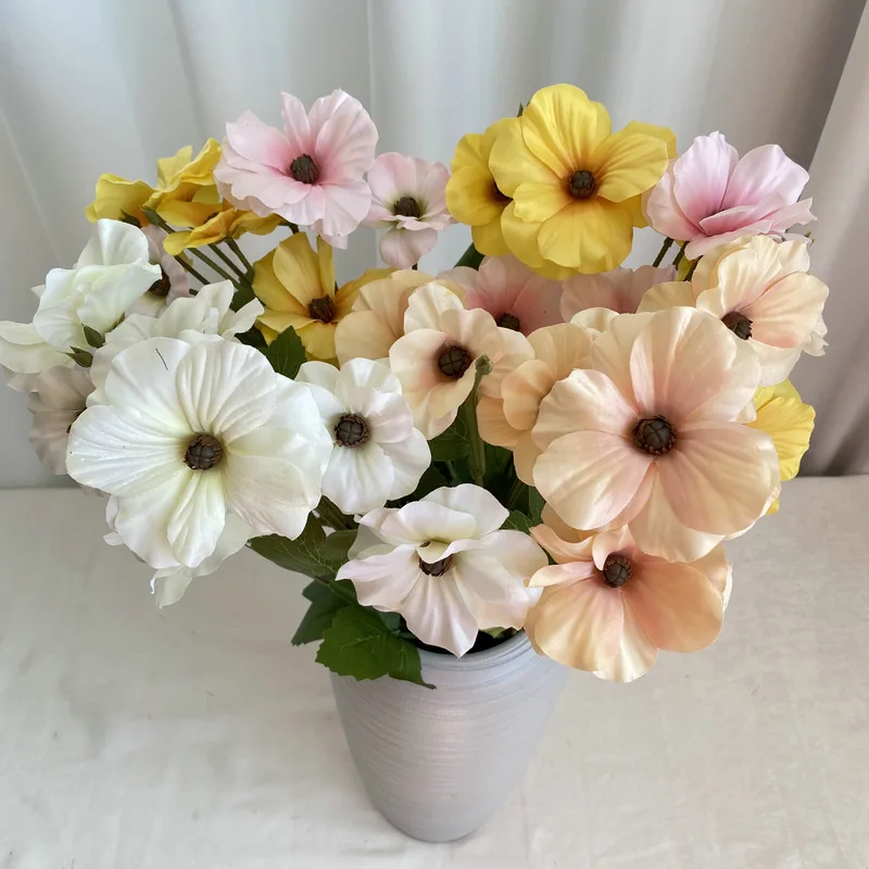 

6-pack Simulated Crabapple Flowers Pastoral Style Wedding Decor Artificial Flowers Living Room Home Decoration Fake Flowers