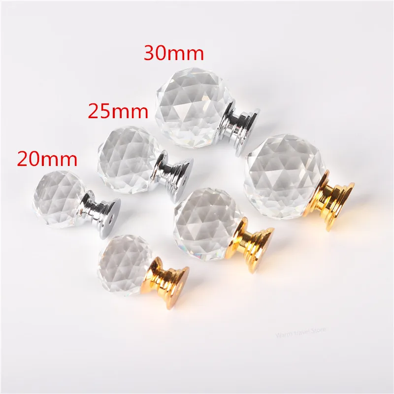 20mm 30mm 40mm 50mm Crystal Ball Design Clear Crystal Glass Knobs Cupboard Drawer Pull Kitchen Cabinet Wardrobe Handles Hardware