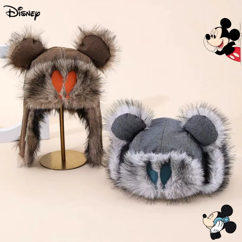 

Милая утепленная шапка с Микки Маусом из мультфильма Диснея для мужчин и женщин, модная повседневная простая милая и теплая осенне-зимняя лыжная шапка
