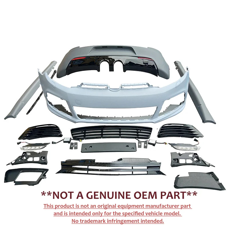For Golf 6 2010‑2013 Upgrade Golf 6 R20 Style Front Rear Bumper Side Skirt Rear Lip Body Kit Modification Parts