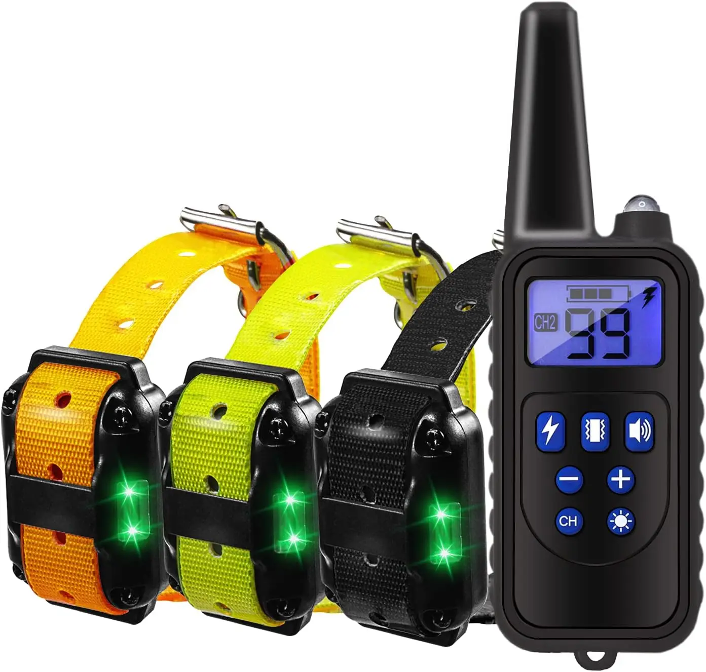 

Remote Dog Training Collar with 2600ft Range, 4 Modes, Beep/Vibration/Shock, LED Light, Rechargeable & Waterproof (Black, for 3