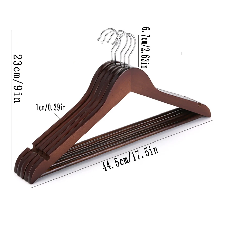 5PCS Wooden Hangers Non-marking Sun Racks Wooden Suit Clothes Hangers Suitable for Shirts Jackets Dresses Trousers Hotel Clothes