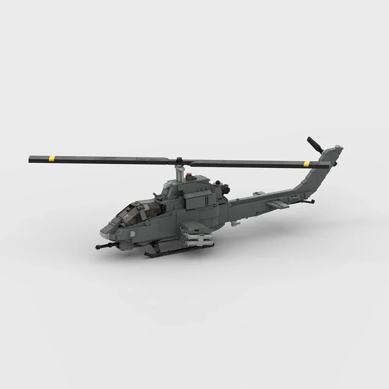 Military Aircraft Model MOC Building Bricks AH-1 Cobra Gunship Modular Technology Assemble Children Suit Toys Gifts Holiday