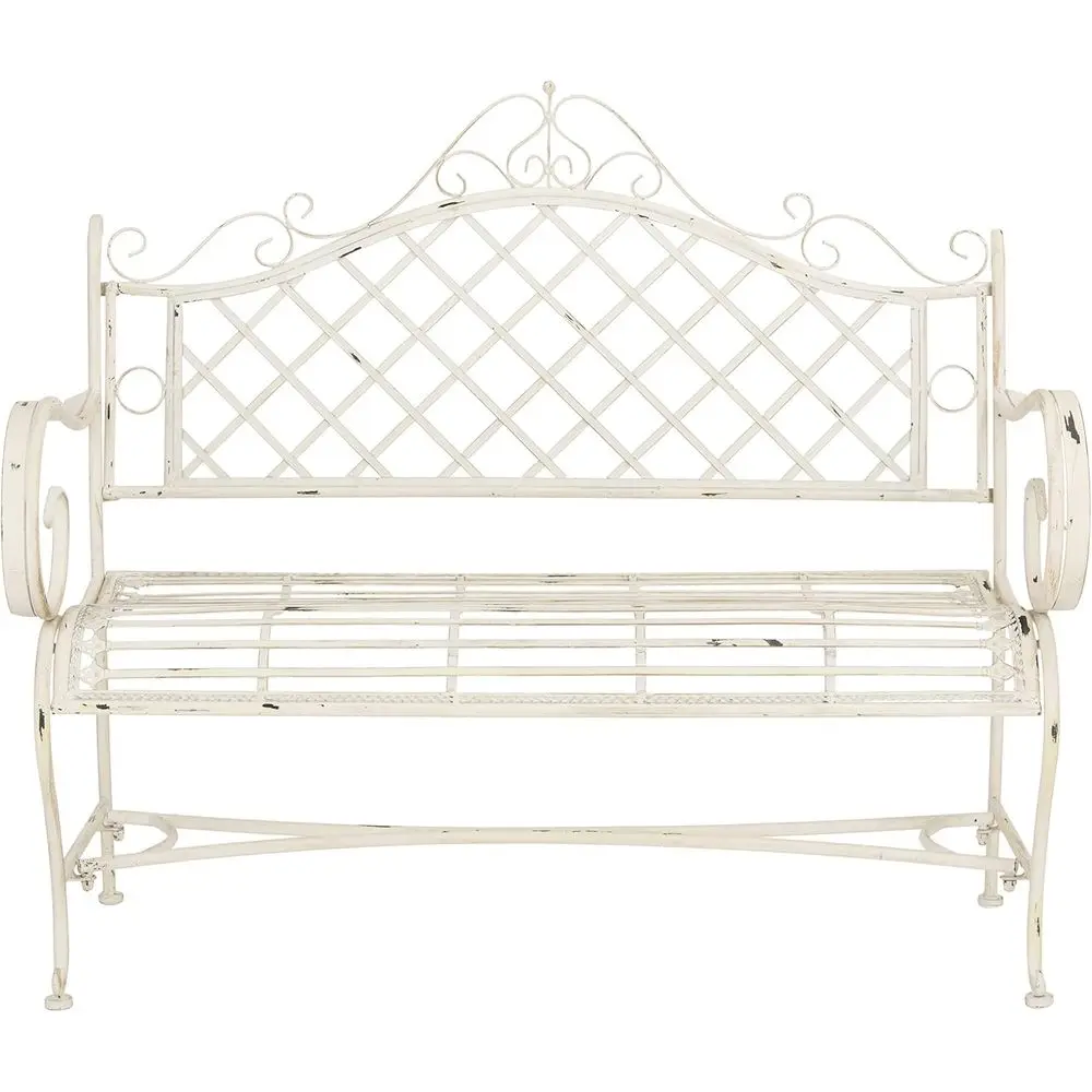 

Антикварная белая кованая садовая скамейка, 51.25 дюйма