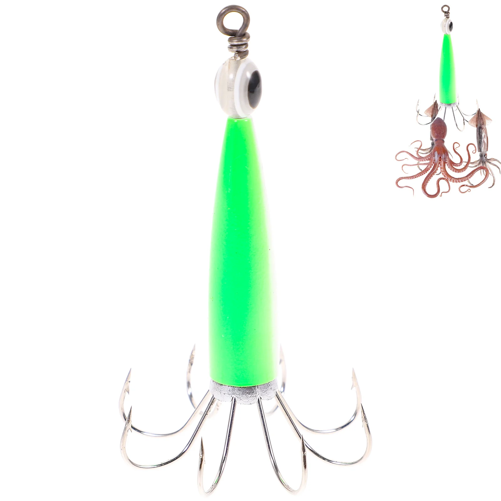 Octopus Squid Hook Night Fishing Bait Iron Row Skirts Lure Luminous Squid-shaped Fluorescent