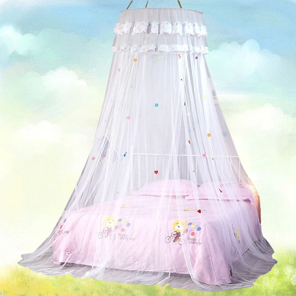 

1Pcs Dome Mosquito Net Lace Bed Hanging Tent with Big Loop for Ceiling Mounting Soft Polyester Fiber Romantic Bedroom Decor