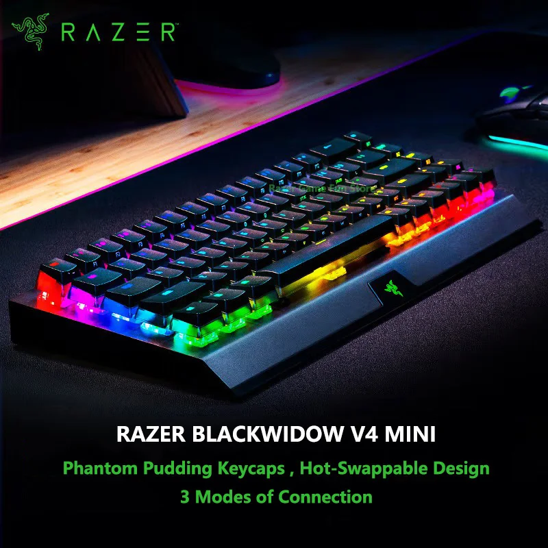 

Razer BlackWidow V4 Mini Hot-swappable Wireless Mechanical Gaming Keyboard - Phantom Pudding Keycap - 3 Modes of Connection