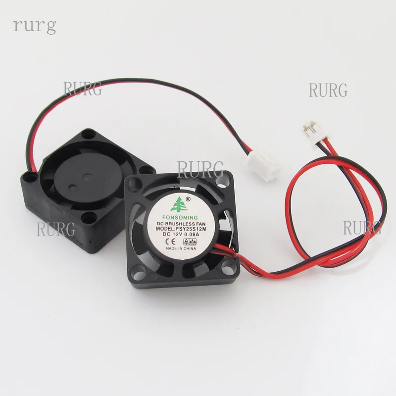 R+ 1-piece brushless DC cooling fan, 25x25x10mm, 25mm, 2510, 12V, 0.08A, 5 blades, 2-pin