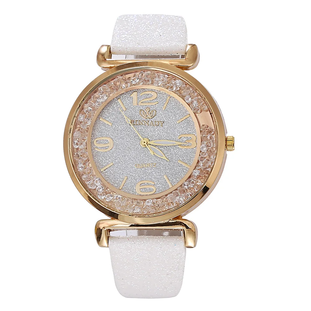 New Trendy Ball Dial Quartz Watch Fashionable Temperament Starry Sky Flash Powder Belt Ladies Watch