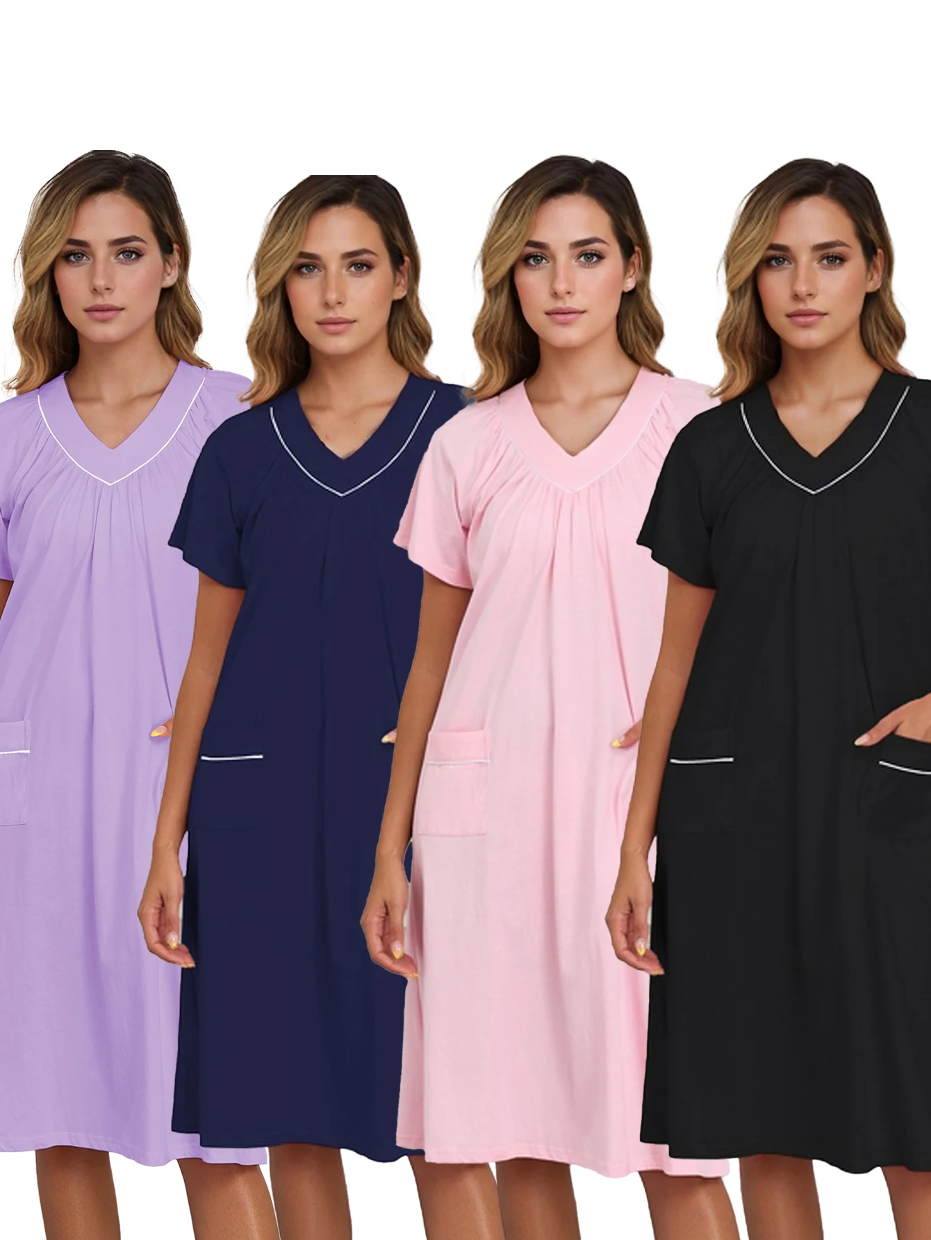

Women's Nightgown Summer Dresses Loose Casual Women's Wear Ladies Short-Sleeved Long Dress Loungewear Woman‘s Nihgtdress