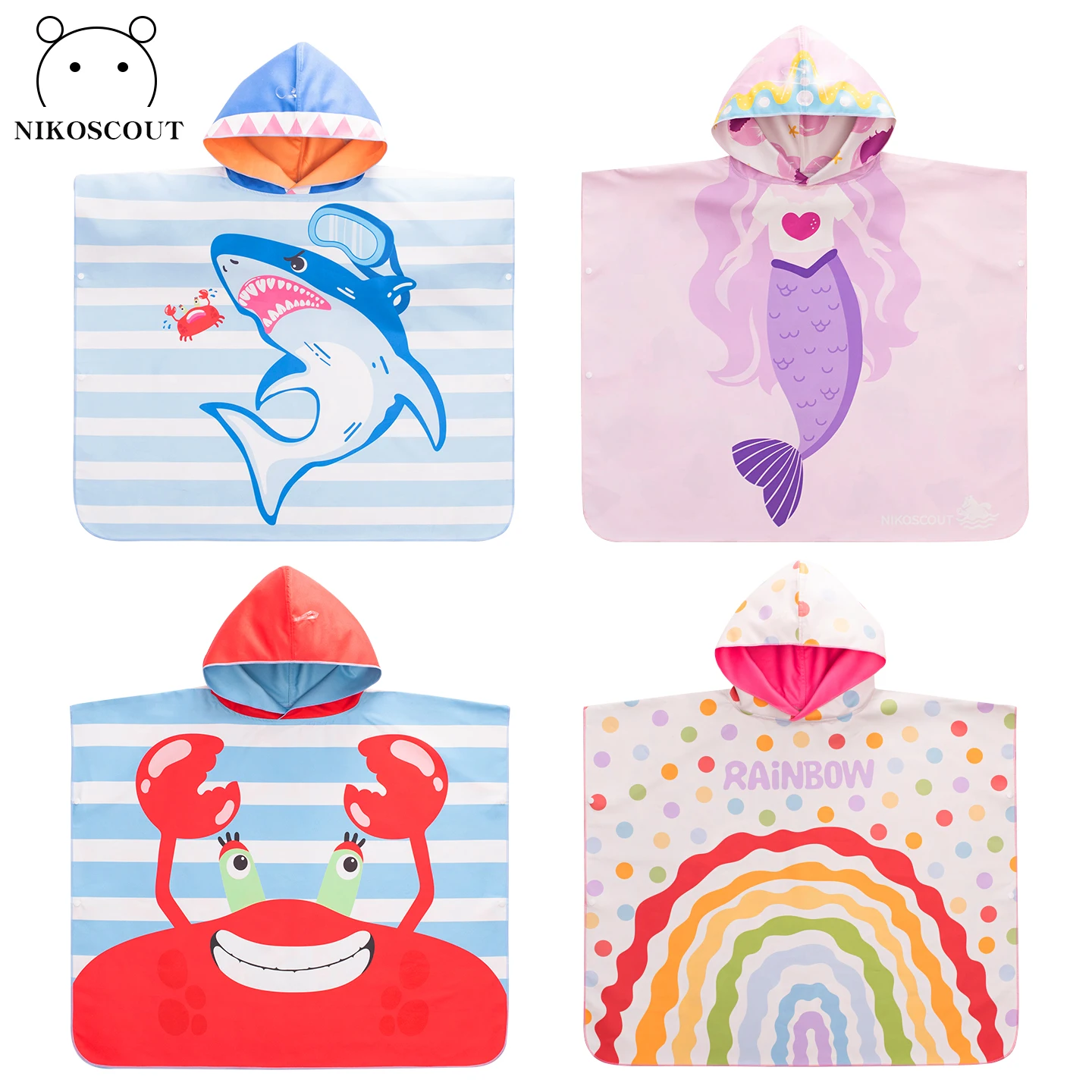 

Quick-Drying Bath Towel, Swimming Children's Poncho Towel, Beach Portable Special Double-Sided Surfing Poncho, Absorbent Bathrobe