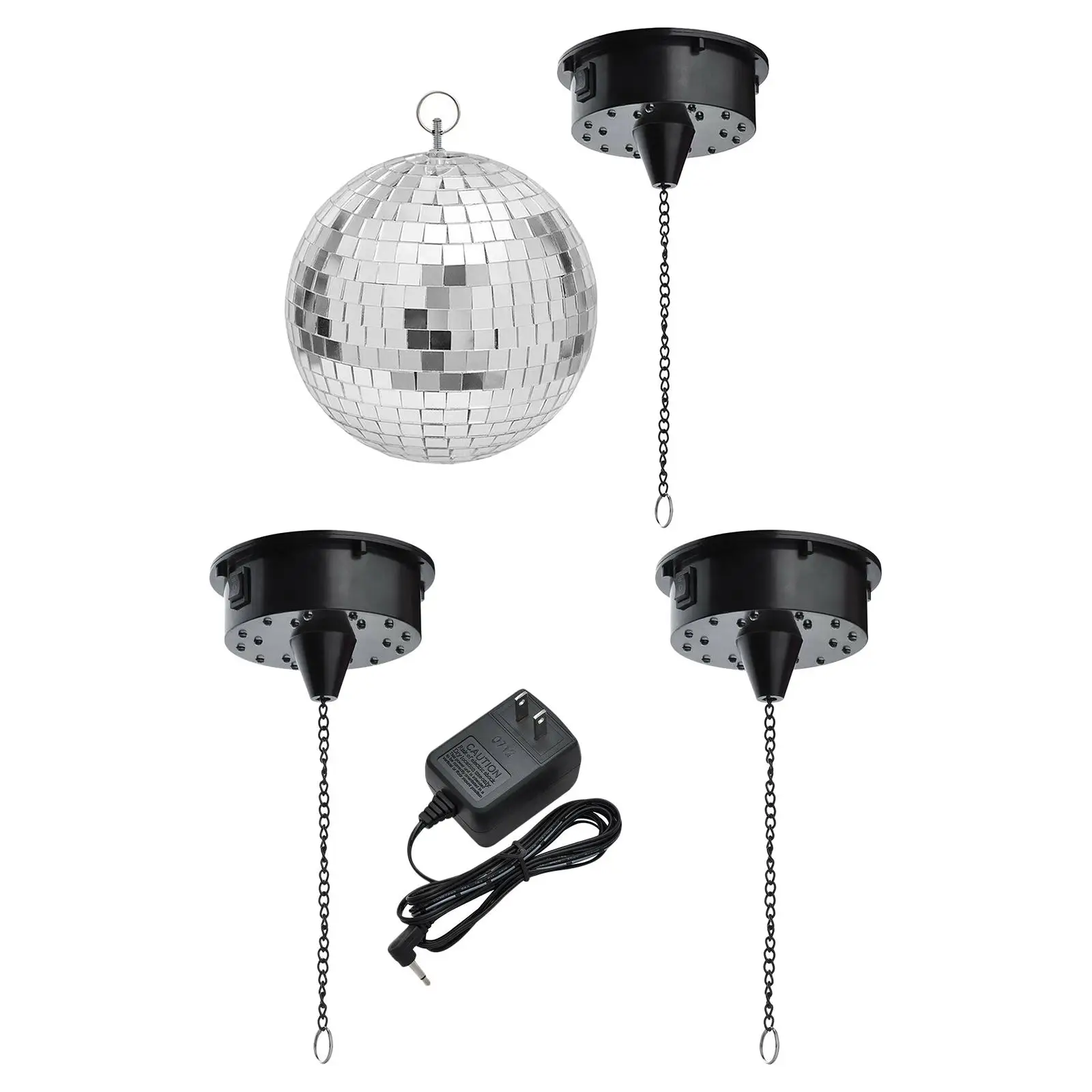 18 LED Lights Glass Rotating Mirror, Ball,Motor Sound Control,Mirror Reflection