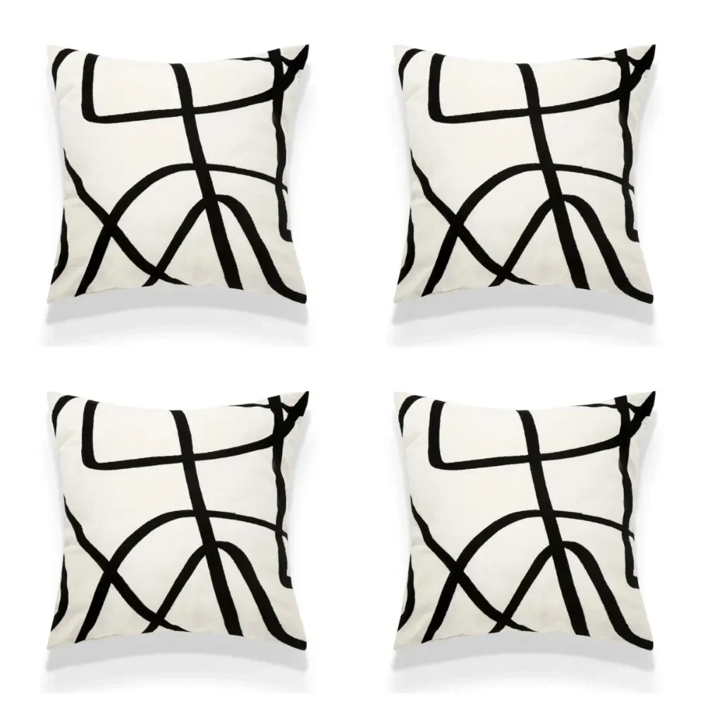 

4 шт.-45 см, 18 дюймов, геометрическая абстракция, искусственная черно-белая наволочка для подушки, диванная наволочка для кровати