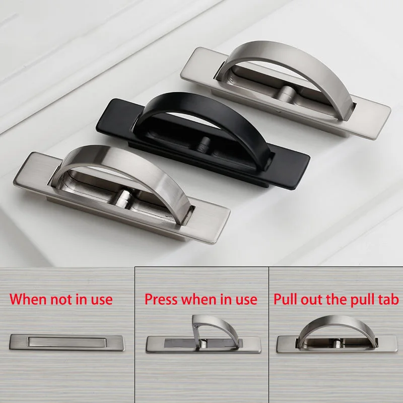 1Pc 99mm Tatami Hidden Handles Zinc Alloy Door Embedded Pull Cover Floor Cabinet Handle Dark Recessed Knobs Furniture Hardware