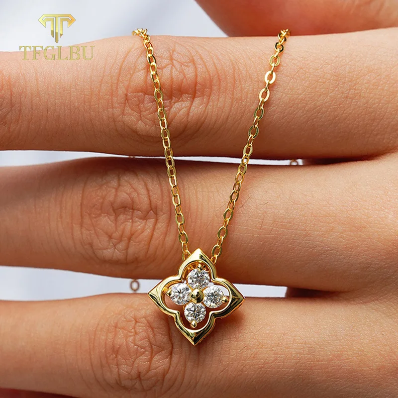 

TFGLBU модное ожерелье из муассанита отличной огранки 3 мм для женщин, цветочная цепочка, лабораторный бриллиант, стерлинговое серебро 925 пробы, кулон для свадебной вечеринки