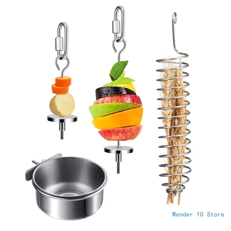 

Bird Holder Parrot Stainless Steel Bowl Hanging Skewer for Lovebird