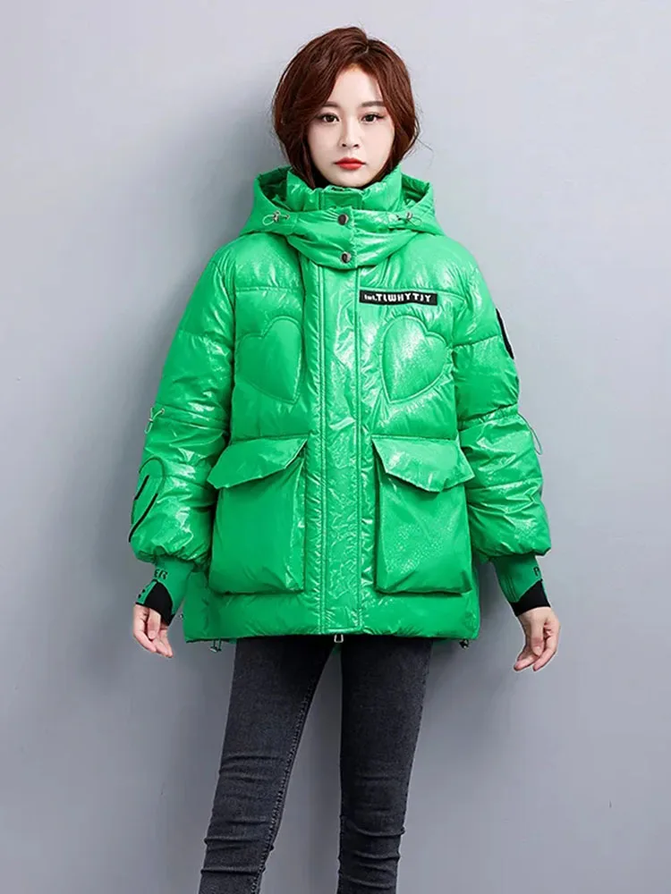 2024 Winter Cotton Padded Jacket Women Warm Thicken Cotton Coat  Loose Plus Size Long Parka Coat Winter Outwear Streetwear