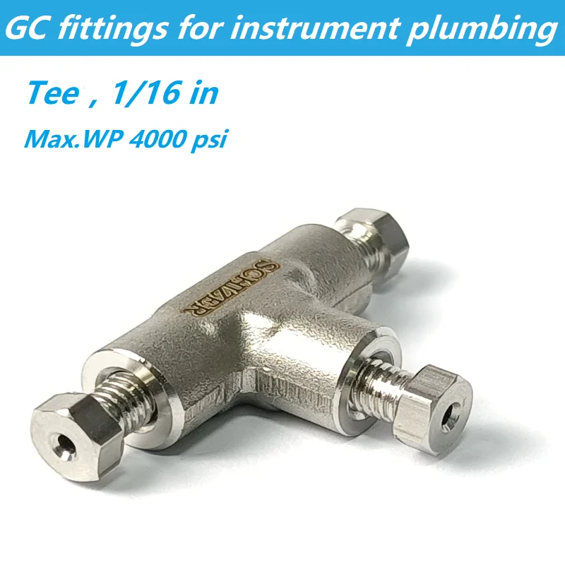 

1/16 inch Tube Forged TEE GC HPLC Fittings for Instrument Plumbing Stainless Steel Connector for Agilent Shimadzu