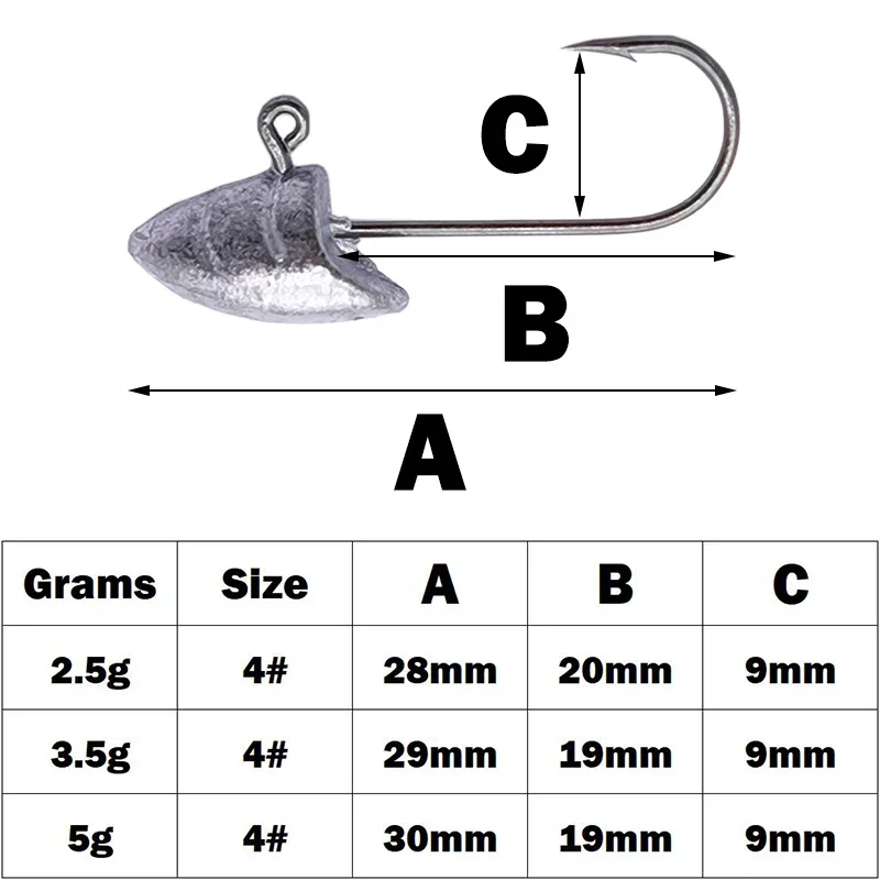 OUTKIT 10pcs mini Jig Head Hook Rock Fishing Hook Blood Trough 2.5g 3.5g 5g Fishing Hook Soft Worm Jig Head Hook Tackle