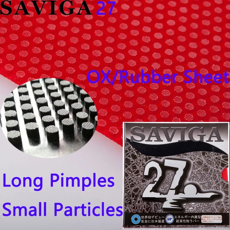 SAVIGA27 Lembaran Karet Tenis Meja dengan Spons 0.5/0.8/1.0/1.2/1.5Mm Jerawat Panjang OX Partikel Kecil Serangan Cepat Disetujui ITTF