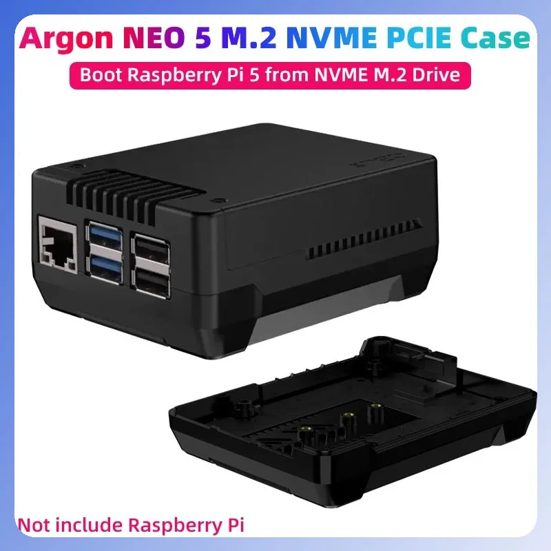 

Argon NEO 5 M.2 NVME PCIE чехол для Raspberry Pi 5 с ШИМ вентилятором встроенный радиатор для SSD-накопителя Pi 5 от M.2 NVME Drive