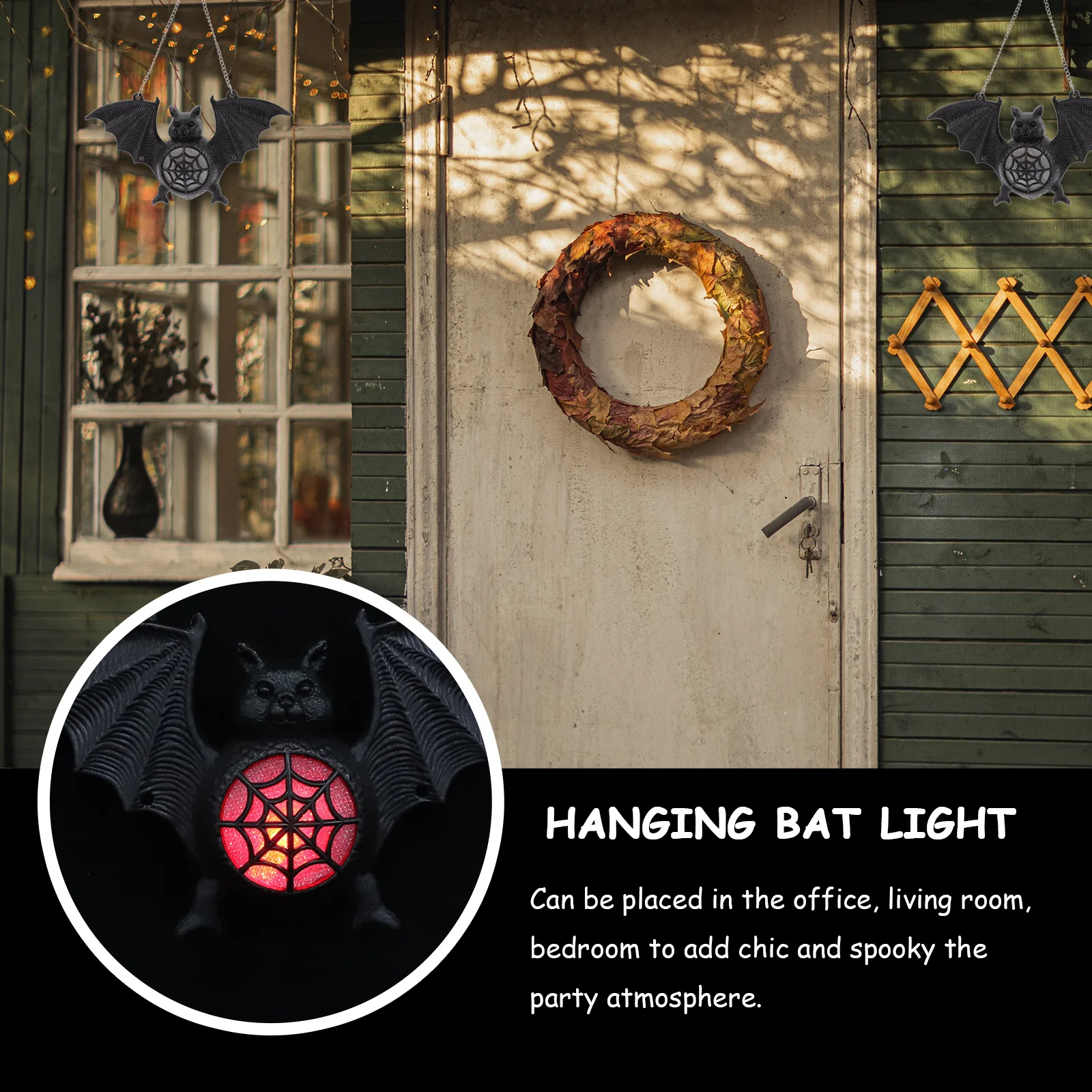 

2Pcs Glowing Bat Light Creative Hanging Lights Perfect Party Decoration Spooky Outdoor Hanging Glow Bat Light for Festival