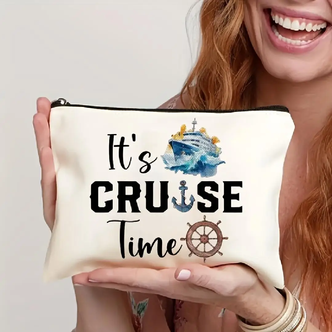 クルーズタイムメイクアップバッグ - 女性用キュートな多機能ジッパーバッグ、ジュエリー収納バッグ