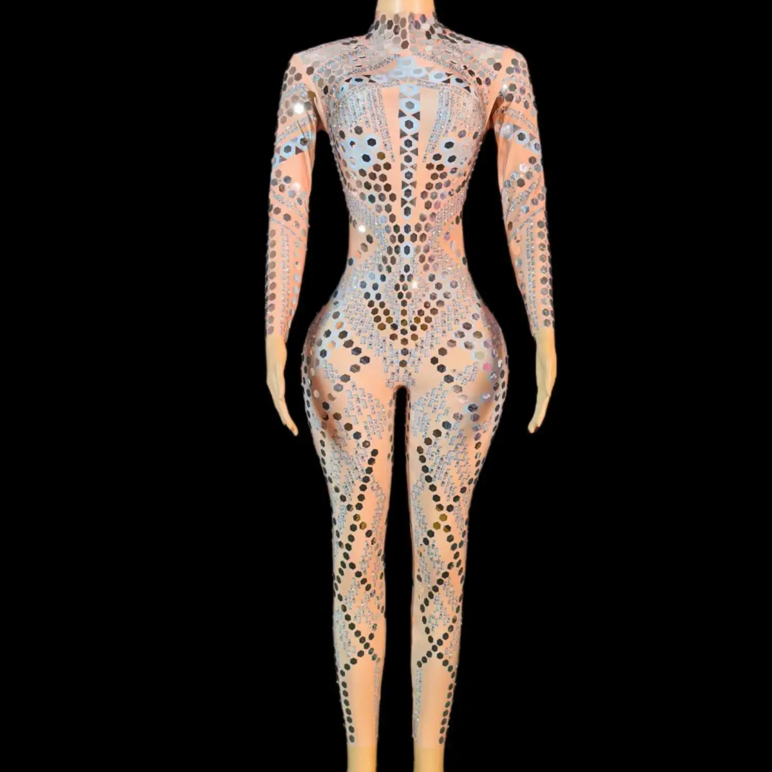 Sexy Glittering Sequin Tight Jumpsuit Stage Dance Performance Perfect Figure Curve Birthday Party Nightclub Singer Jumpsuit