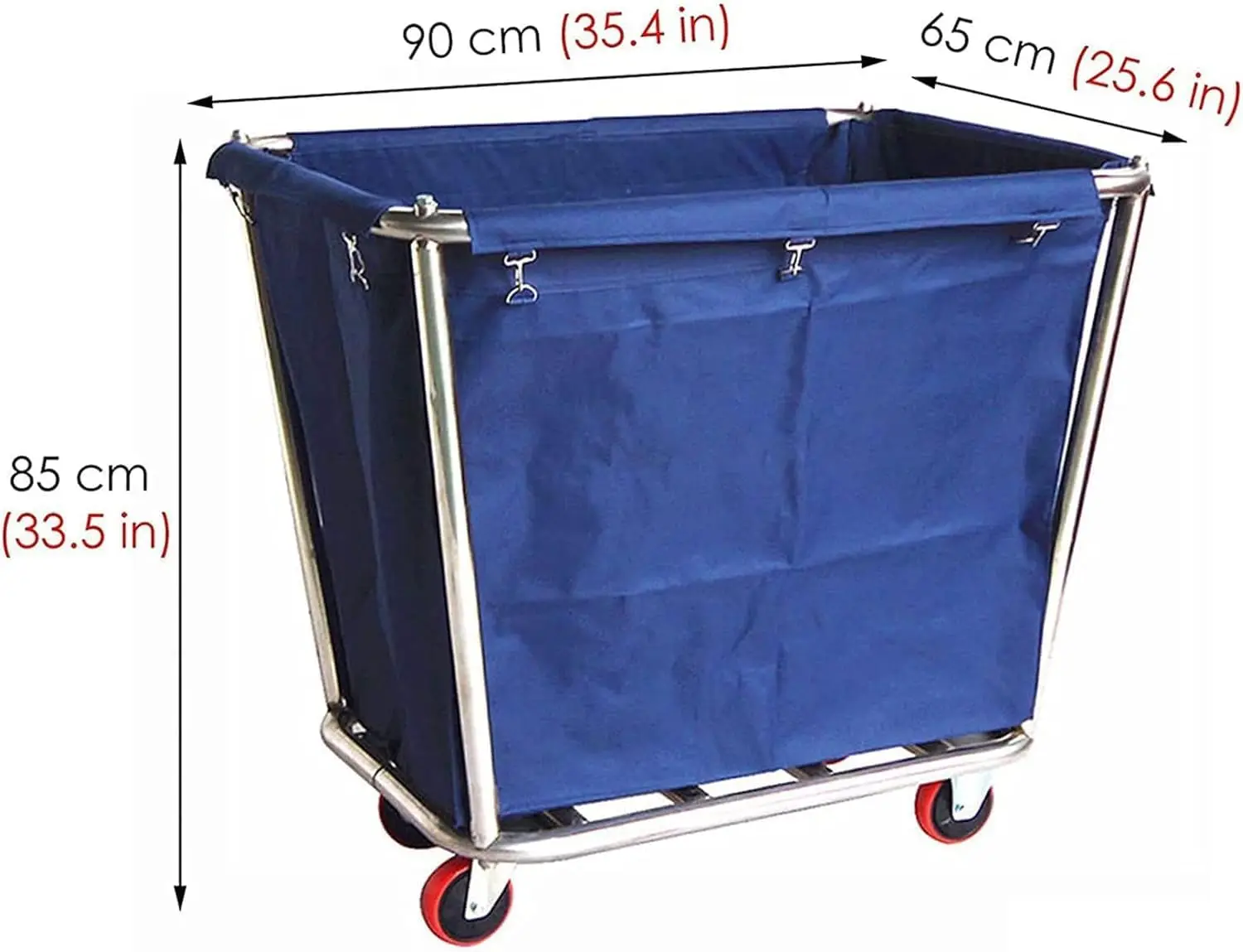 Laundry Cart,Stainless Steel Industrial Rolling Laundry Cart Storage Trolley Hamper for Hotel/Home/Hospital,80kg/176 LBS Load,10