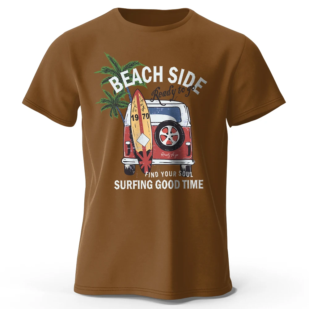 Vintage Surf Badge Bedrucktes Unisex Herren Damen T-Shirt T-Shirts Tops 100 % Baumwolle Retro Wave Graphic Beach Club Wear