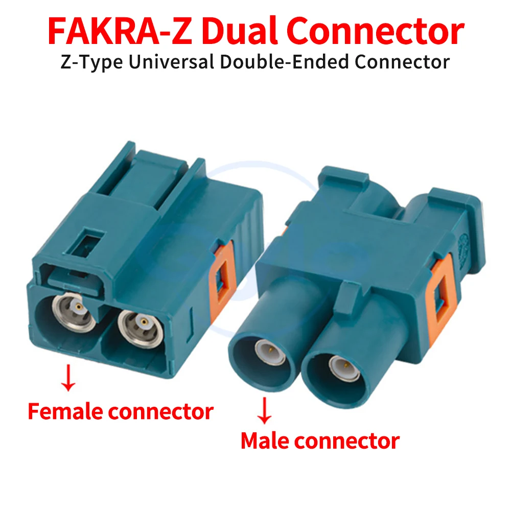 Fakra interface de conector fêmea duplo automotivo gps rf conector tipo z modelo universal aqua azul (1 peça)