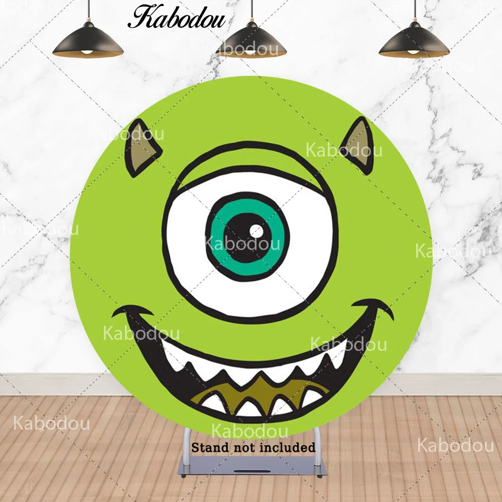 Monsters Inc Circle Photo Background Cover per bambini compleanno Pixar Boo Mike e Sully Round Photography Background
