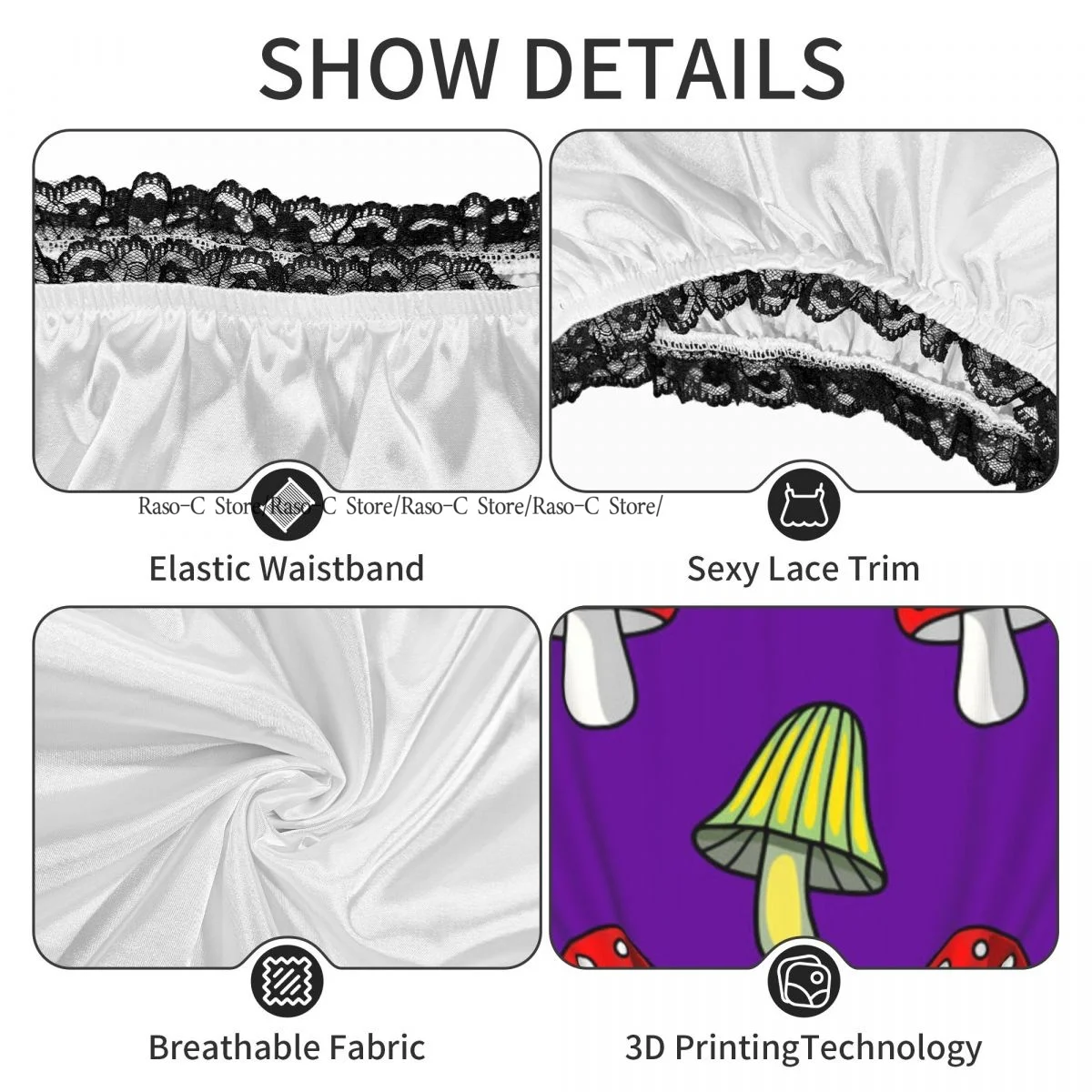 Funny Granny Underwear Whimsical Cartoon Mushrooms Gag Gift Granny Panties view 4