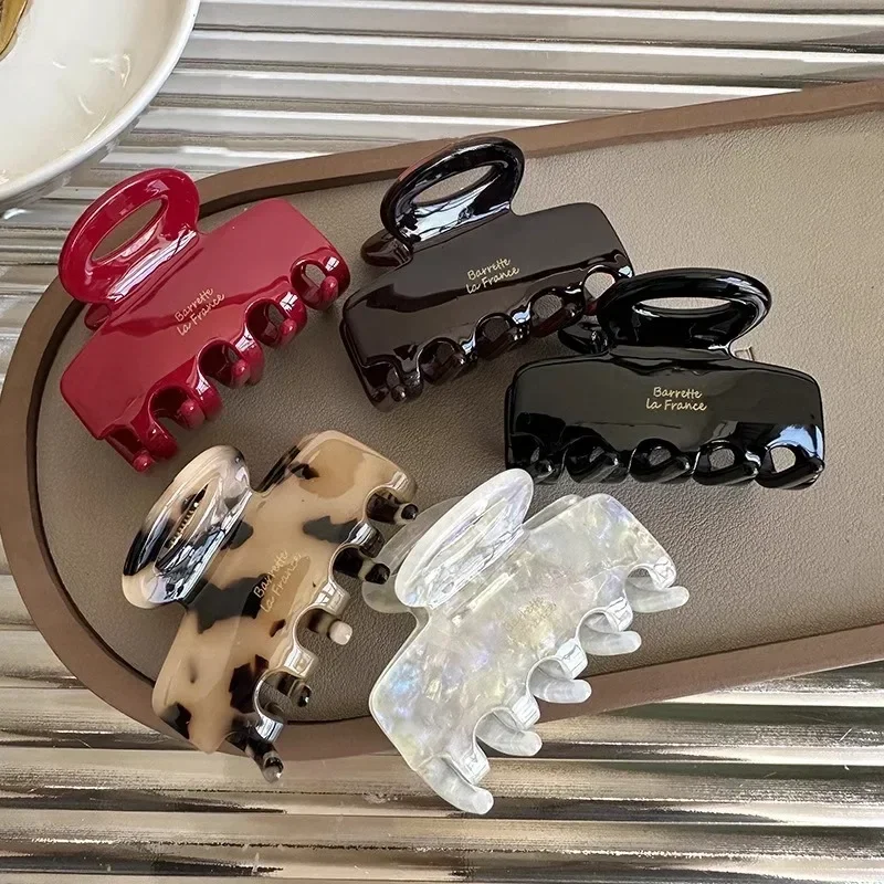 

New Fashion Korean Acetate Hair Crabs Red Hair Clips Girls Women Tie Up Hairs Shark Hair Clip Accessories Ponytail Hairs Clip