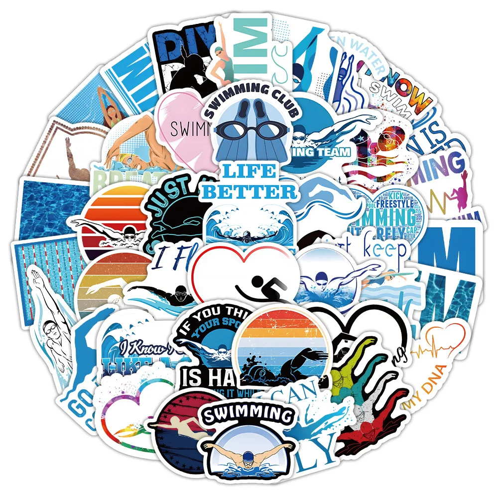 

50PCS Sports Swimming Cartoon Graffiti Stickers Personalized Creative Decoration Refrigerator Skateboard Motorcycle Stickers