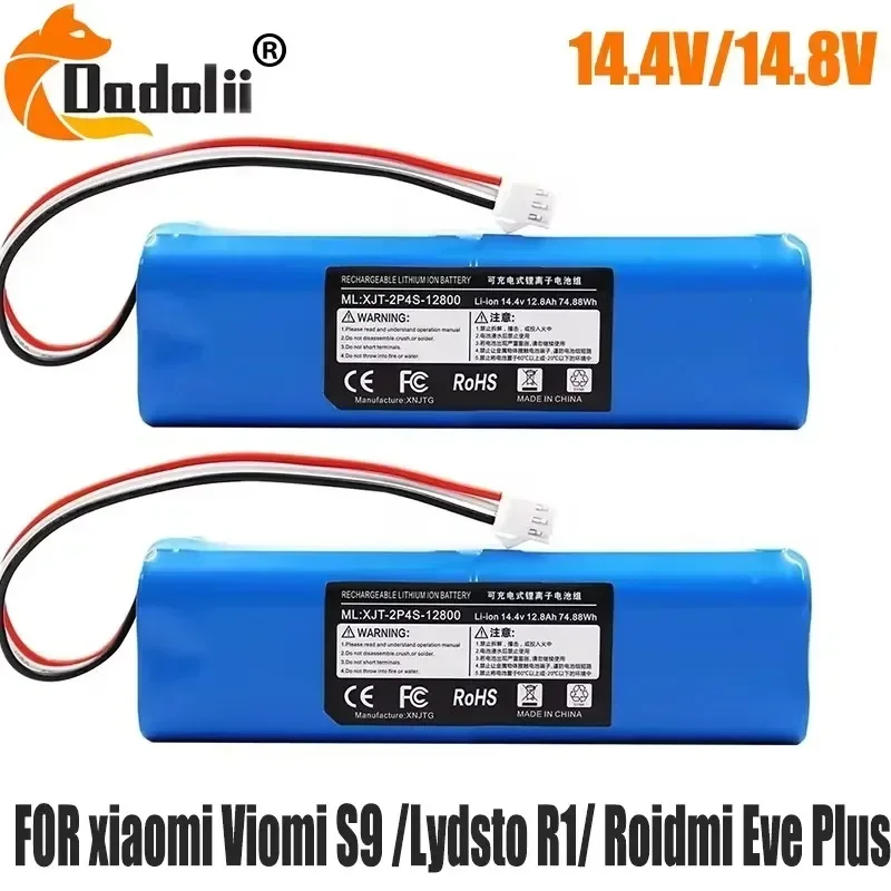 Powerful Rechargeable Li-ion Battery Pack 12800mAh for XiaoMi Lydsto R1 Viomi S9 Roidmi Eve Plus Robot Vacuum Cleaner