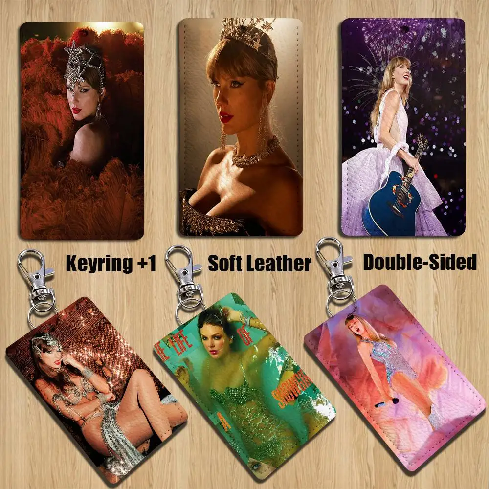 

The FateS of Ophelia W-WoodS Rectangle ID Card Case Keychain Access Card Bag Key Tag Ring Leather Card Holder Key Ring Access