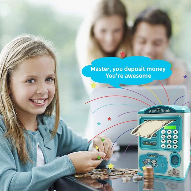 حصالة على شكل خنزير، بصمة عملة معدنية مع كلمة مرور، صندوق توفير العملات المعدنية الإلكترونية، بنك توفير العملات المعدنية الأوتوماتيكية، بنك توفير ATM