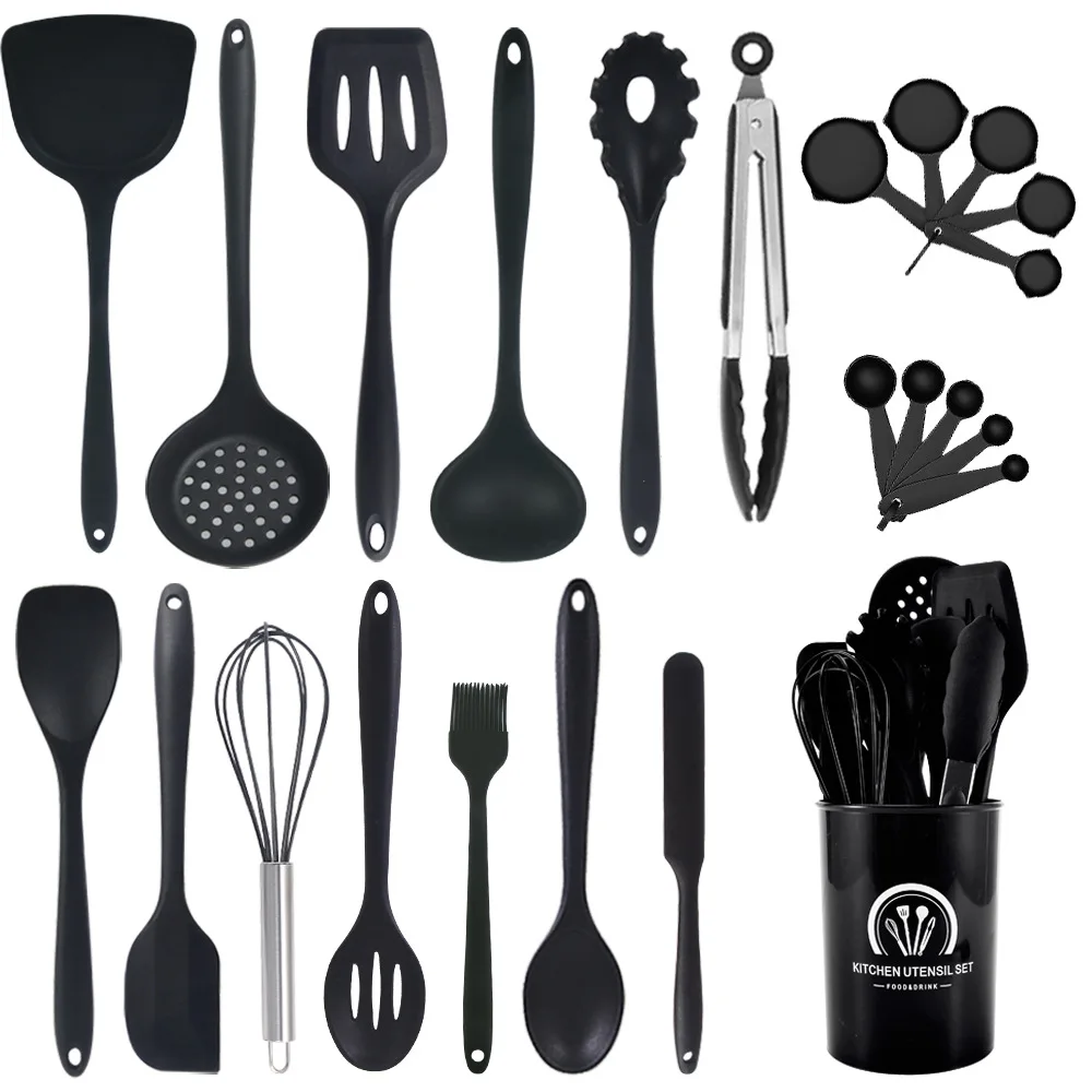 

24 pcs silicone cooking kitchenware set Heat resistant kitchen gadgets non-stick pan spoon spatula cutlery set